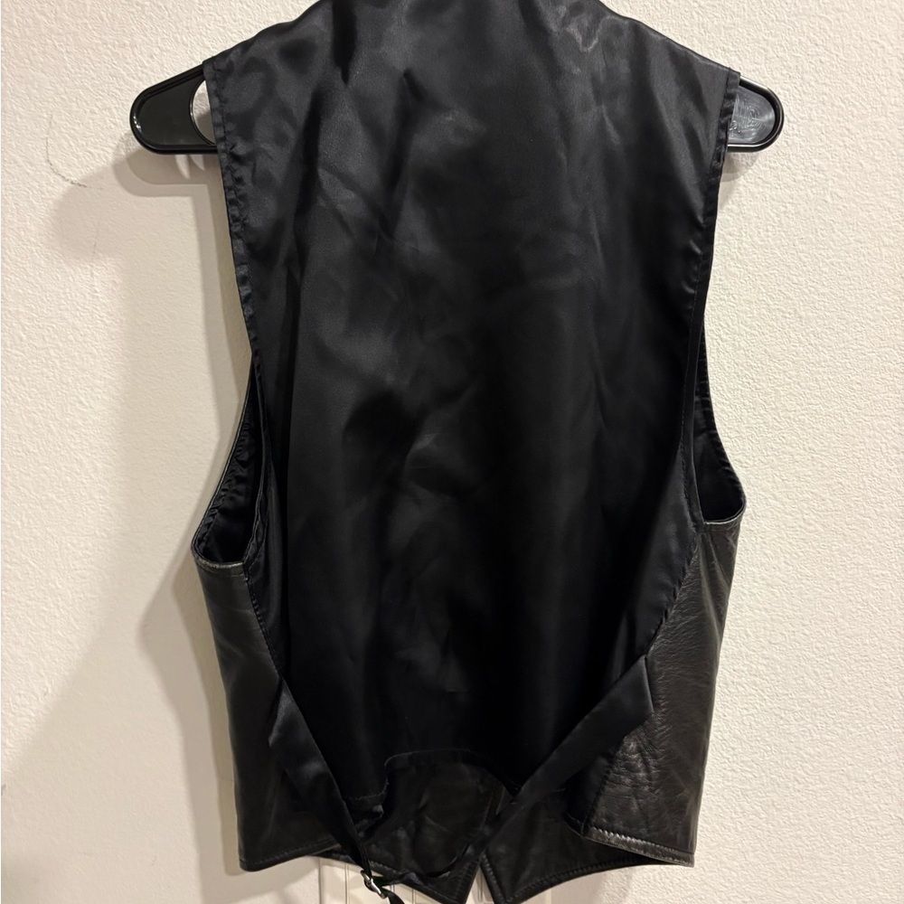 Vintage CEDARS Genuine Leather Vest - Black - Size L - 90s Y2K Style - Picture 4 of 5